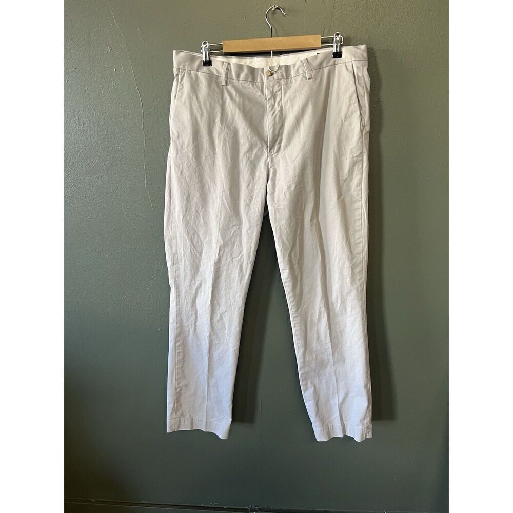 Polo Ralph Lauren Mens Gray Chino Pleated Pants Stretch Classic Fit Size 36 x 32